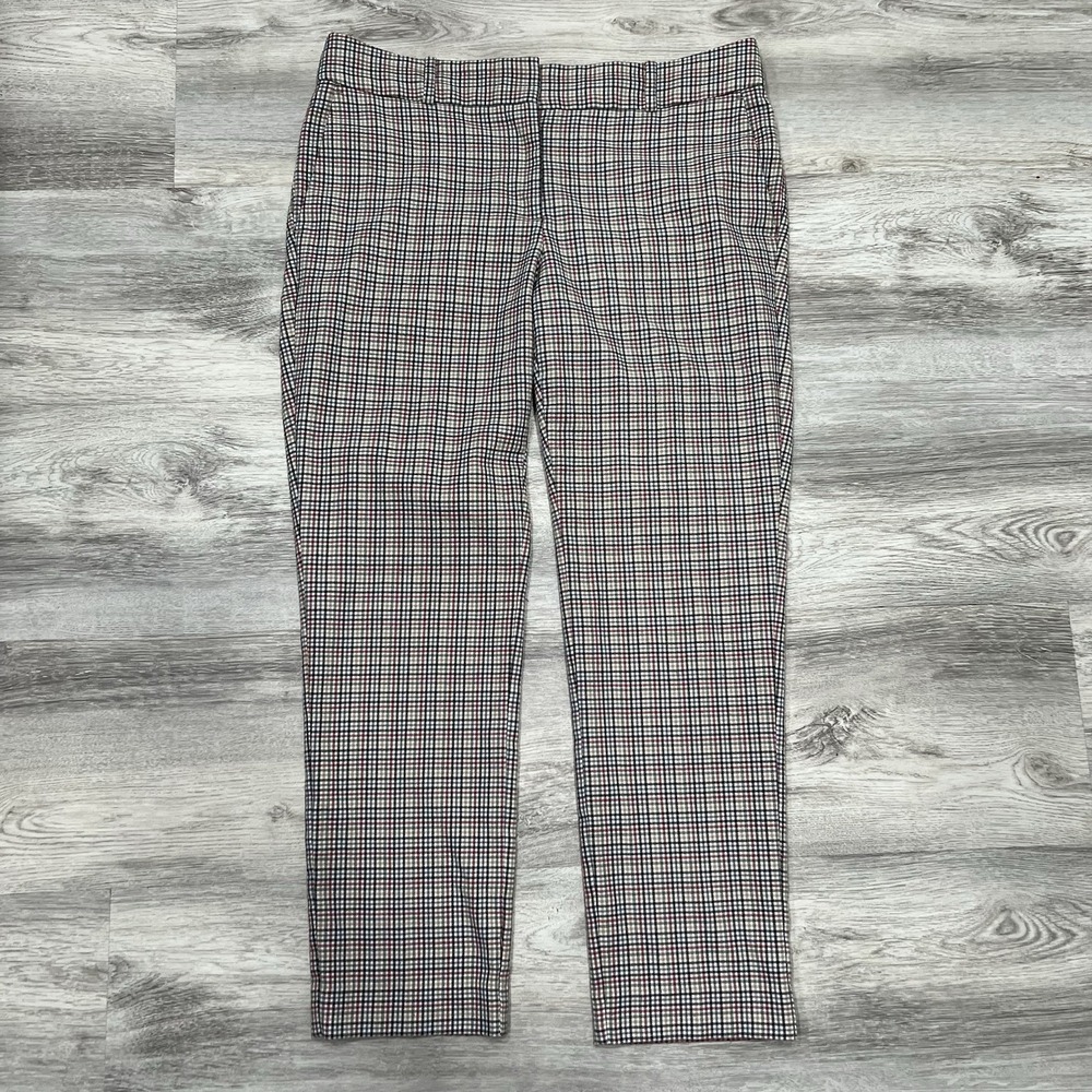 LOFT Plaid Career Pants Ankle Cropped Stretch Business Casual Trousers Size 8